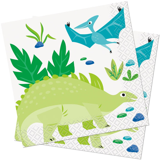 Blue & Green Dinosaur Paper Napkins 25cm