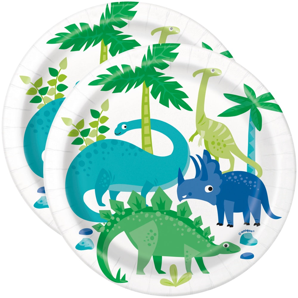 Blue & Green Dinosaur 7" Paper Plates