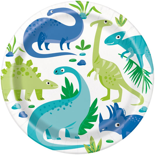 Blue & Green Dinosaur 9" Paper Plates
