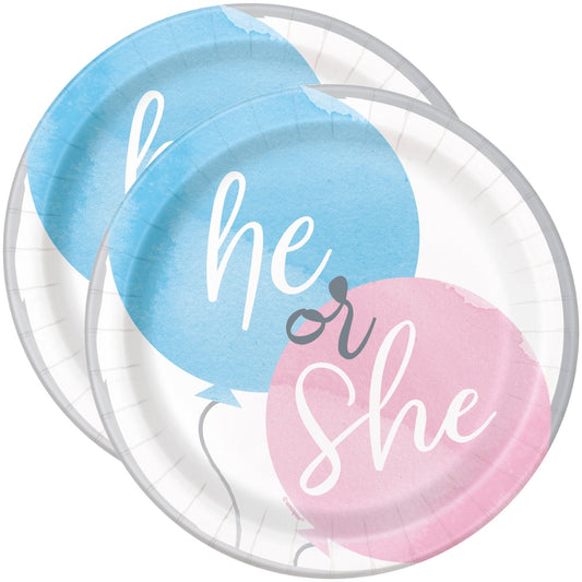 Gender Reveal He or She 7" Paper Plates