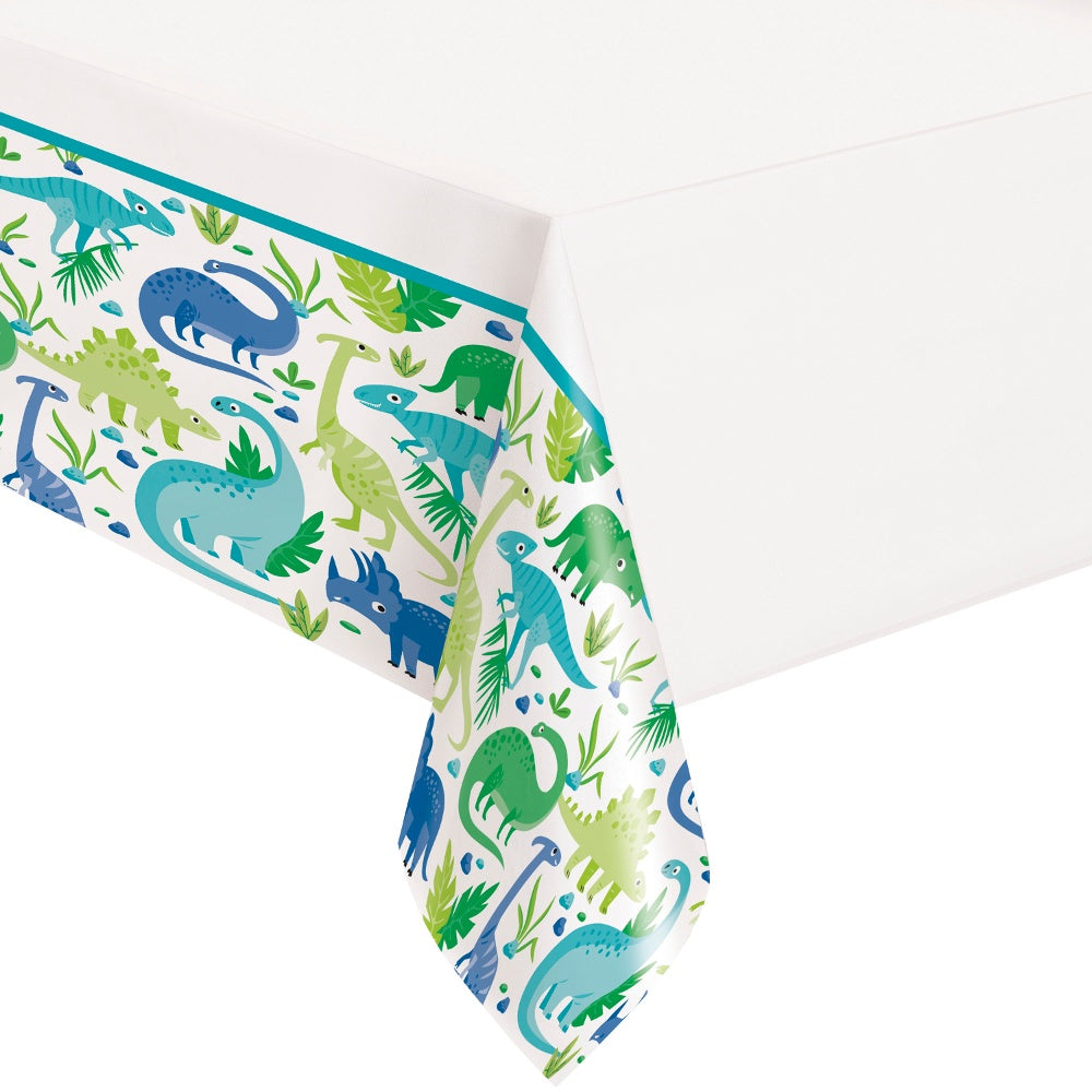 Blue & Green Dinosaur Plastic Table Cover