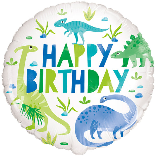 Blue & Green Dinosaur Birthday Foil Balloon