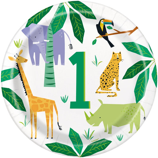 Animal Safari 1st Birthday 9" Plates