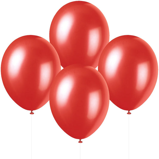 12" Pearlised Latex Flame Red Balloons