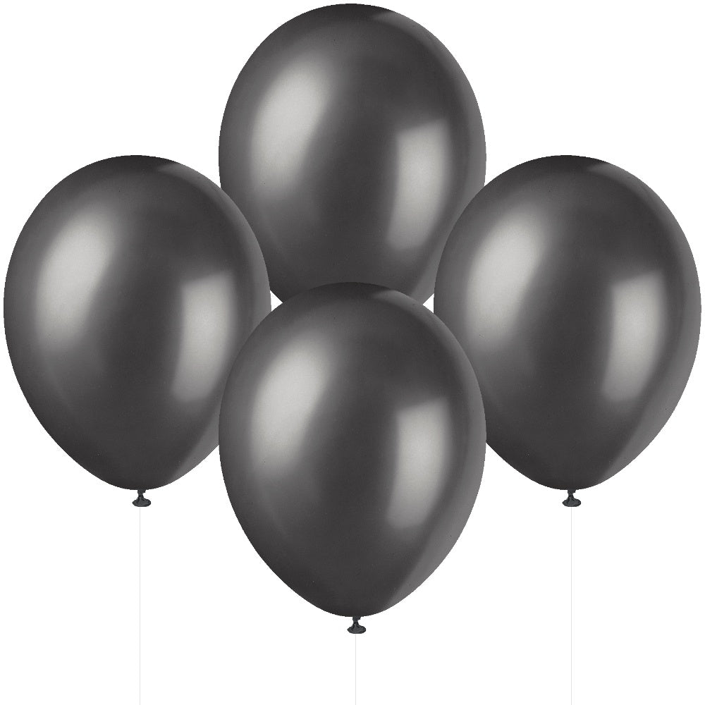 12" Pearlised Latex Black Balloons