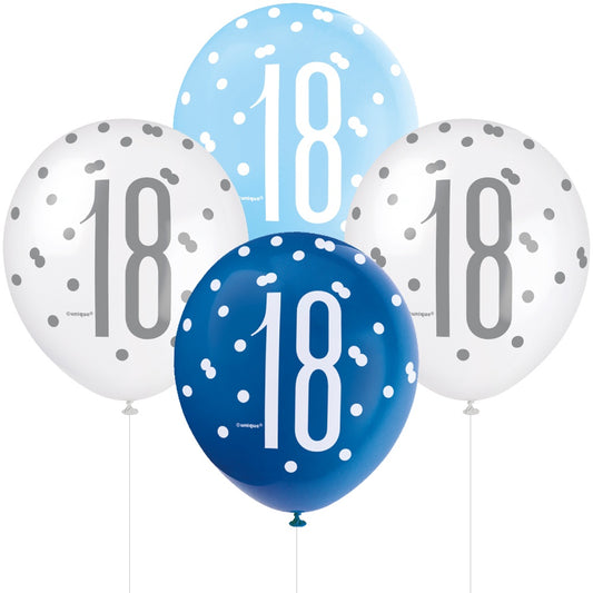 Glitz Blue & Silver 18th Birthday Balloons