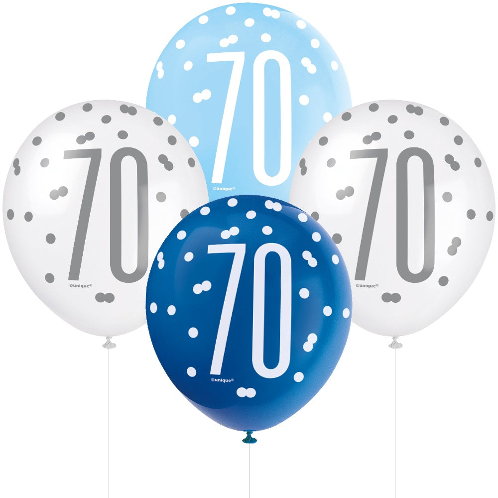 Glitz Blue & Silver 70th Birthday Balloons