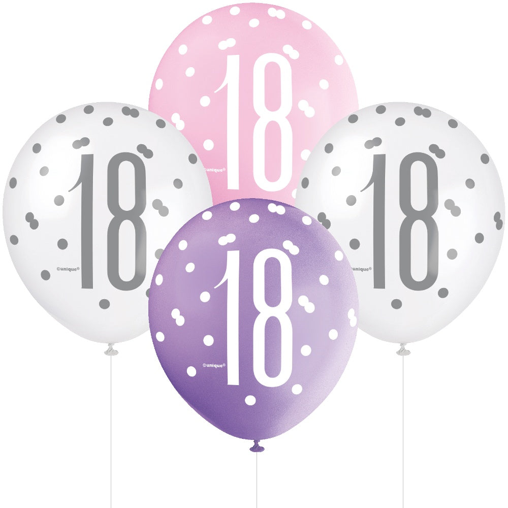 Glitz Pink & Silver 18th Birthday Balloons