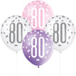 Glitz Pink & Silver 80th Birthday Balloons