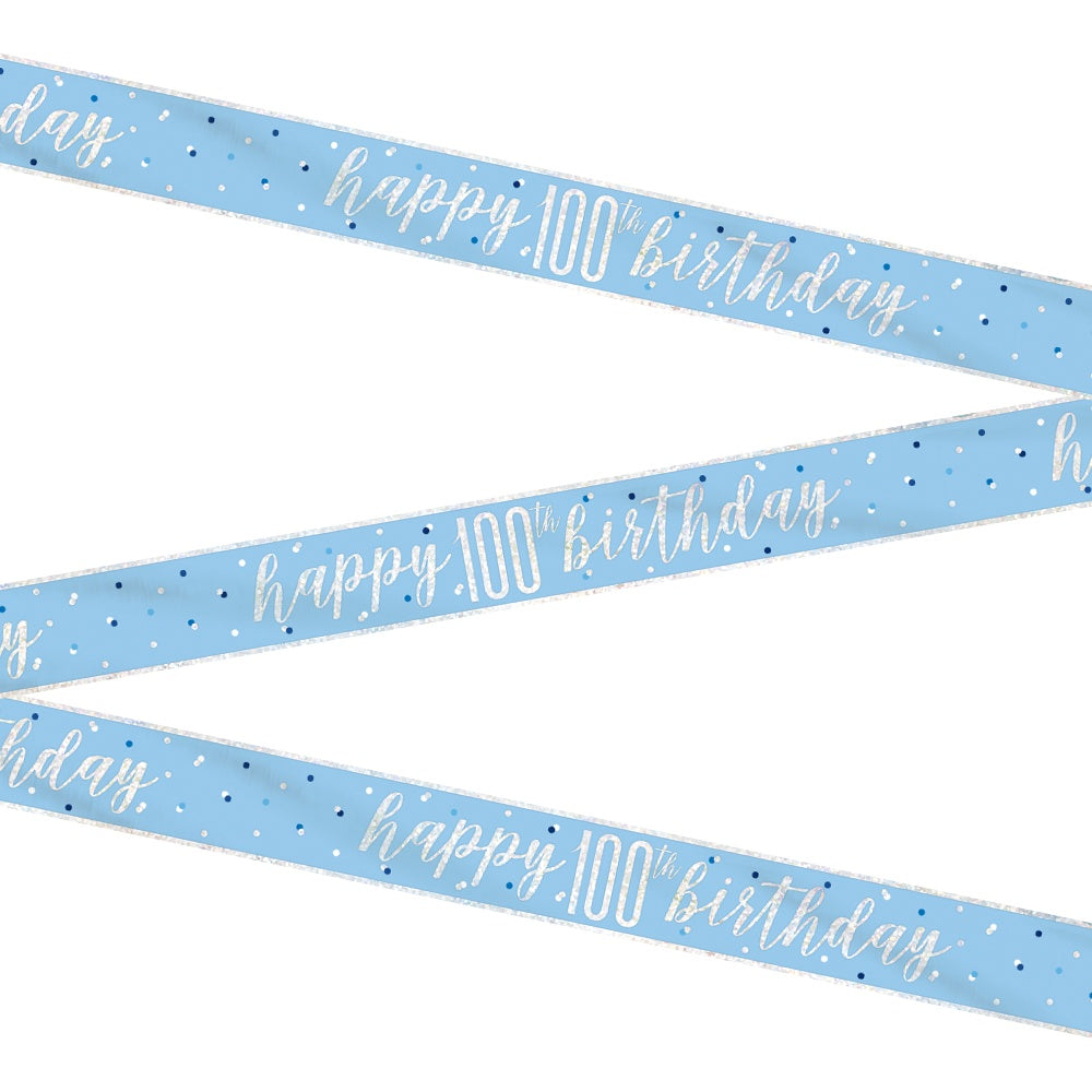 Glitz Blue & Silver 100th Birthday Banner