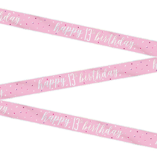 Glitz Pink & Silver 13th Birthday Banner
