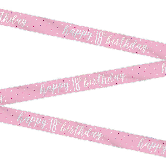 Glitz Pink & Silver 18th Birthday Banner