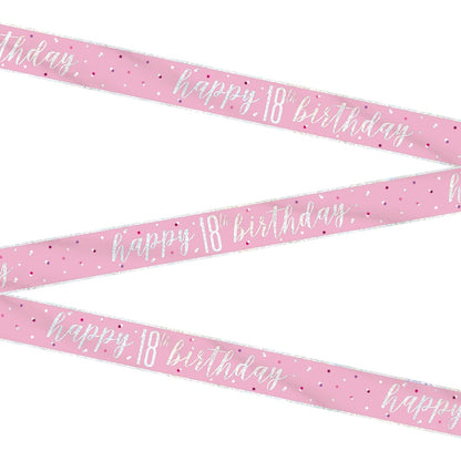 Glitz Pink & Silver 18th Birthday Banner