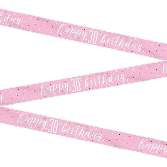 Glitz Pink & Silver 30th Birthday Banner