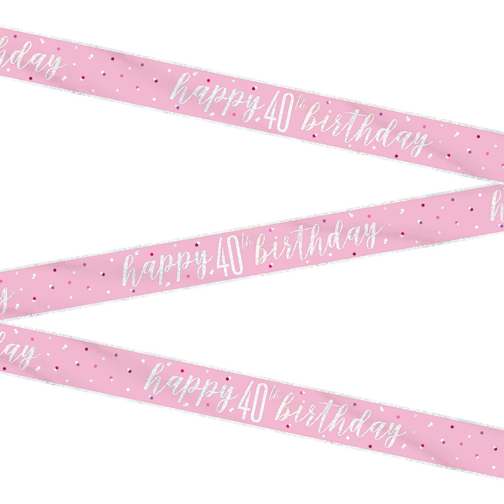 Glitz Pink & Silver 40th Birthday Banner