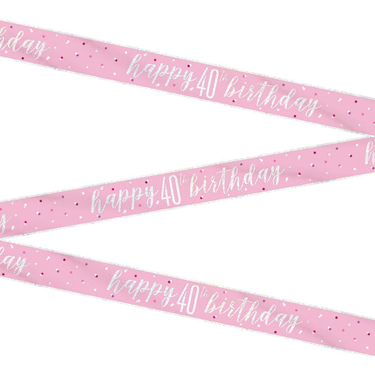 Glitz Pink & Silver 40th Birthday Banner