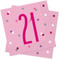 Glitz Pink & Silver 21st Birthday Napkins