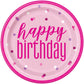 Glitz Pink & Silver 9" Happy Birthday Plates