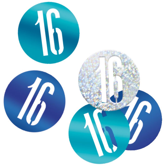 Glitz Blue & Silver 16th Birthday Confetti