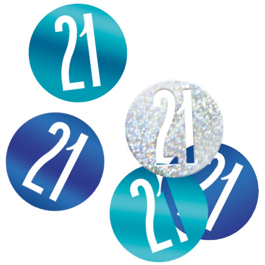 Glitz Blue & Silver 21st Birthday Confetti