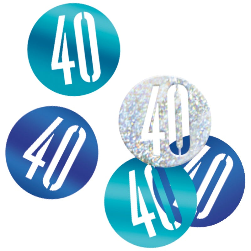 Glitz Blue & Silver 40th Birthday Confetti