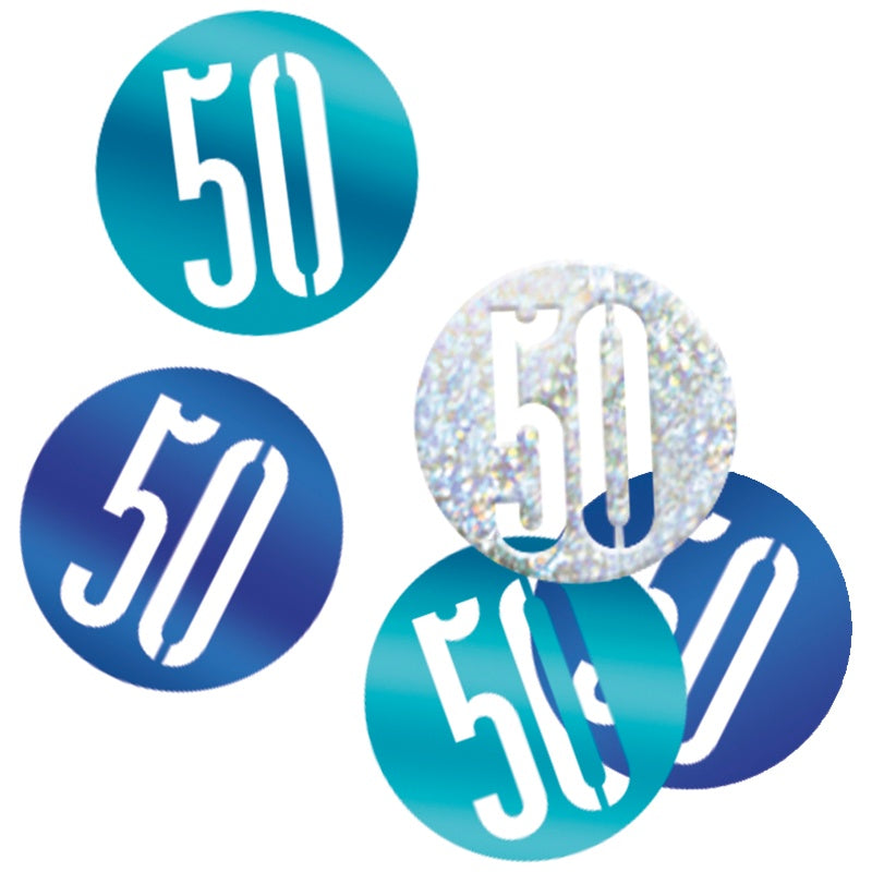 Glitz Blue & Silver 50th Birthday Confetti