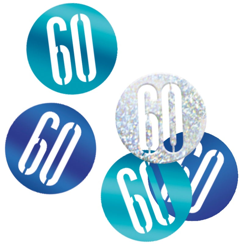 Glitz Blue & Silver 60th Birthday Confetti