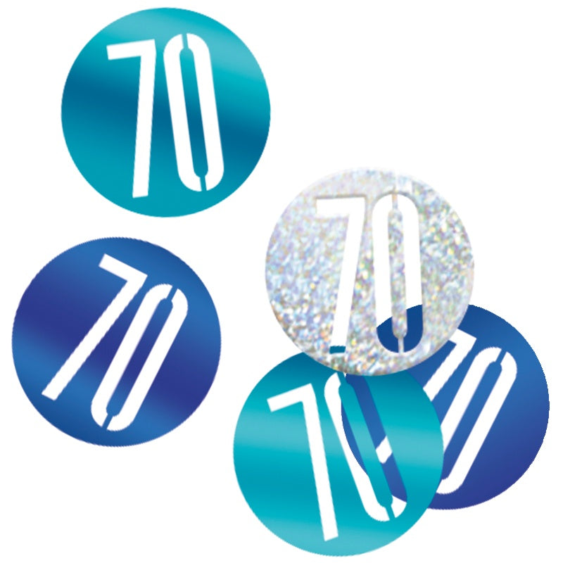 Glitz Blue & Silver 70th Birthday Confetti