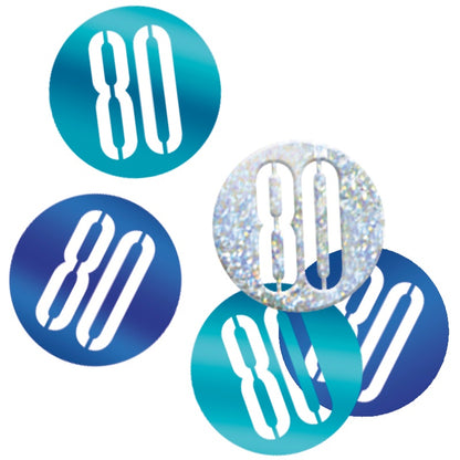 Glitz Blue & Silver 80th Birthday Confetti