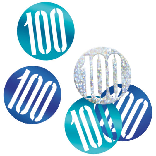 Glitz Blue & Silver 100th Birthday Confetti