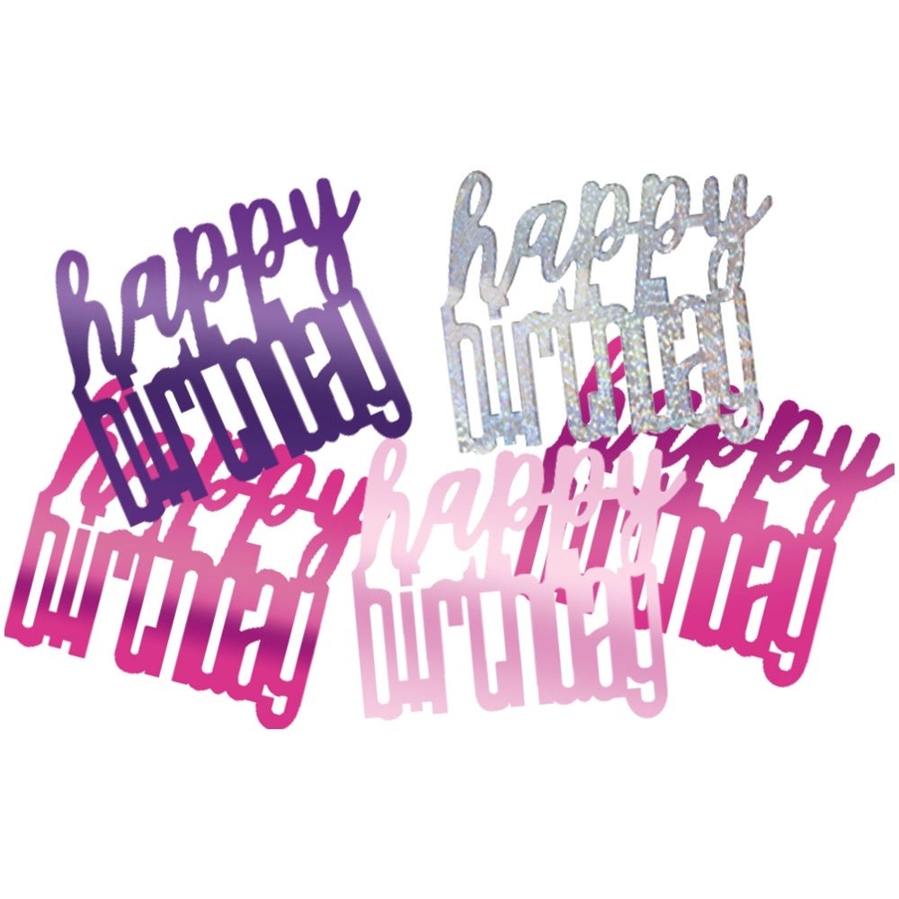 Glitz Pink & Silver Happy Birthday Confetti