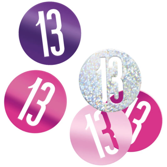 Glitz Pink & Silver 13th Birthday Confetti