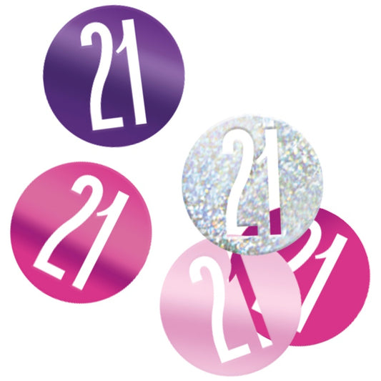 Glitz Pink & Silver 21st Birthday Confetti