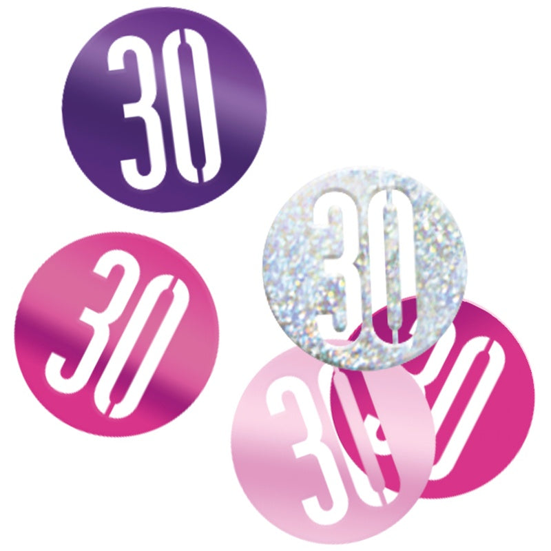 Glitz Pink & Silver 30th Birthday Confetti