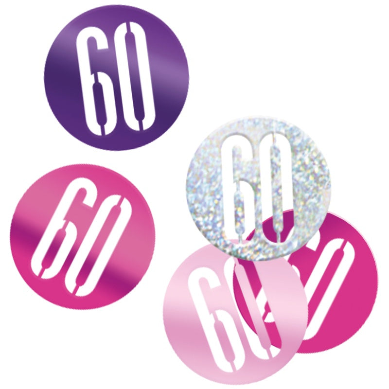 Glitz Pink & Silver 60th Birthday Confetti