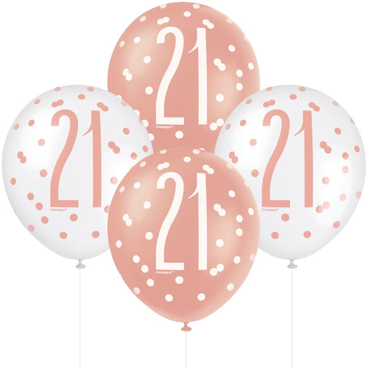 Glitz Rose Gold 21st Birthday Balloons