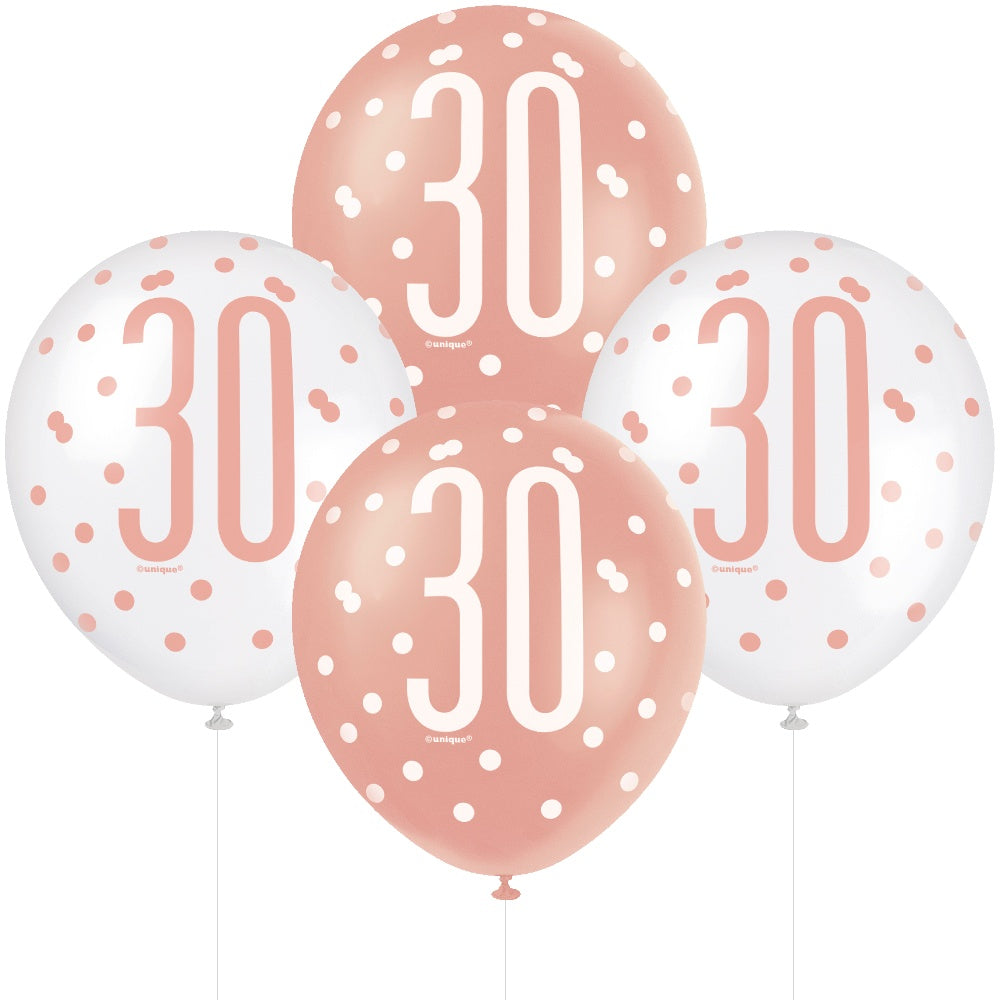 Glitz Rose Gold 30th Birthday Balloons