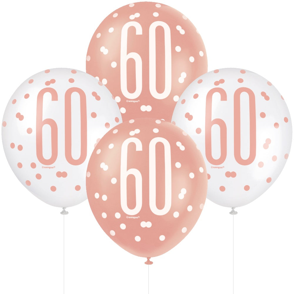 Glitz Rose Gold 60th Birthday Balloons