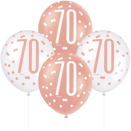 Glitz Rose Gold 70th Birthday Balloons