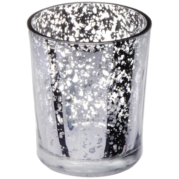 Silver Glass Small Candle Holder