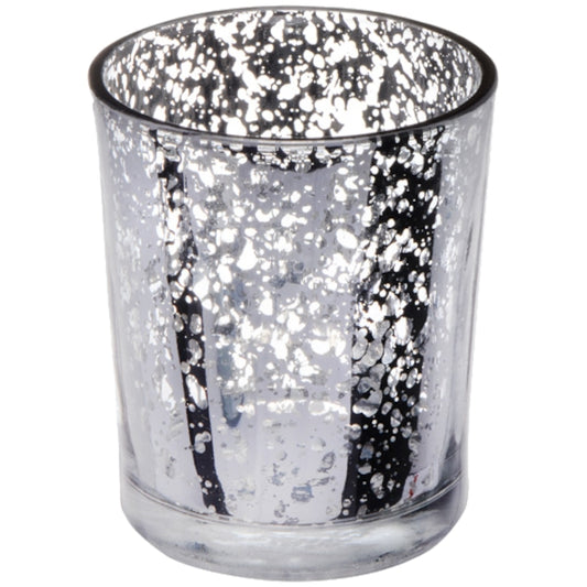 Silver Glass Small Candle Holder