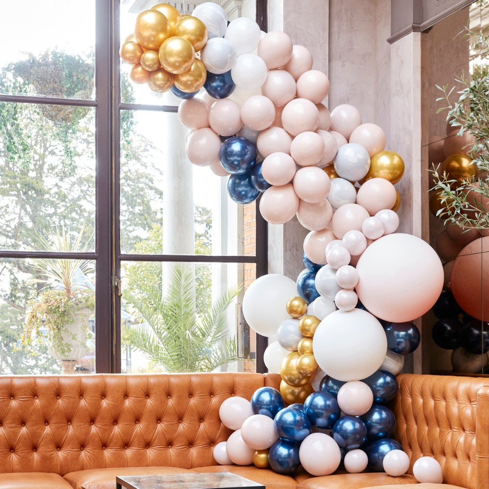 Luxe Marble, Navy & Gold Chrome Balloon Arch Kit
