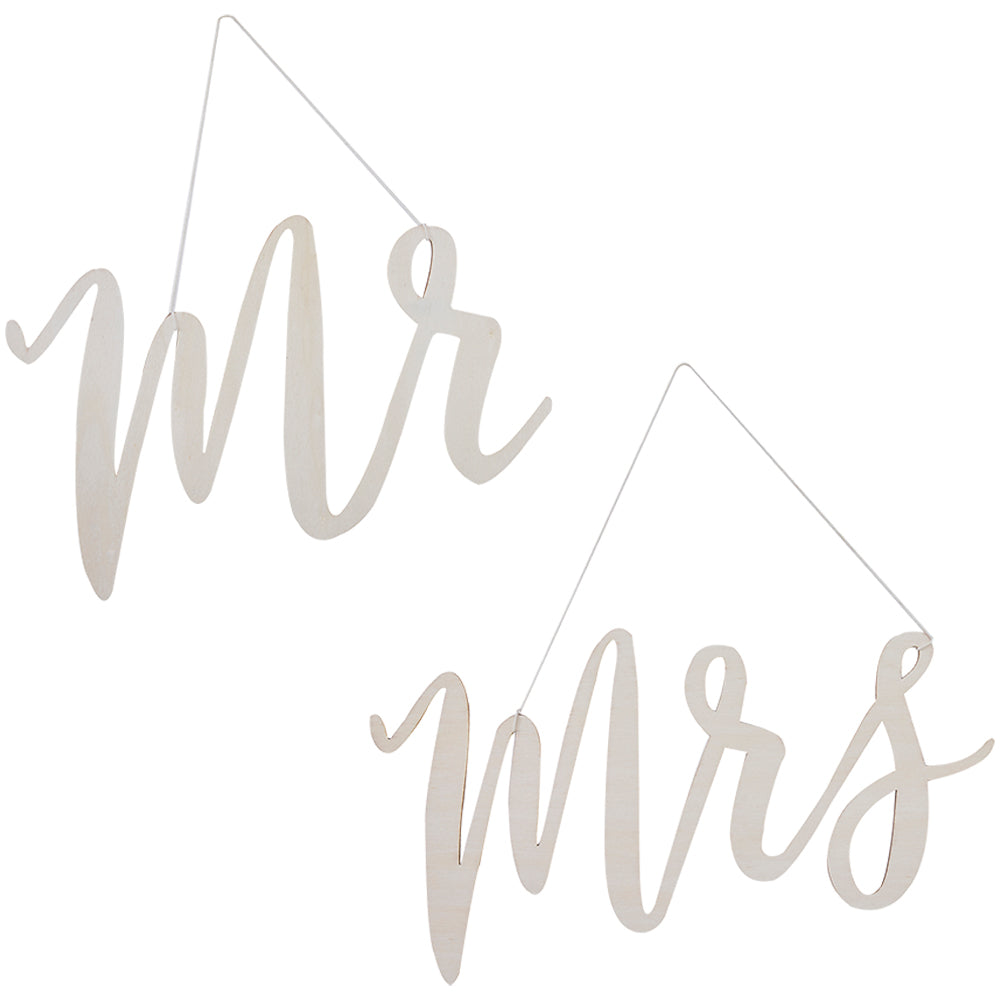 Wooden Mr & Mrs Wedding Chair Signs