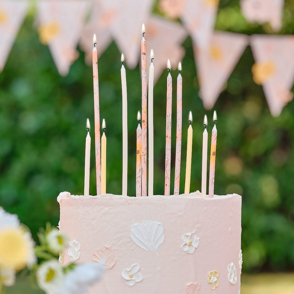 Tall Floral Birthday Candles