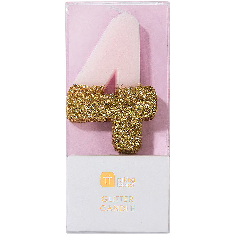 Pink Glitter Number Candle 4