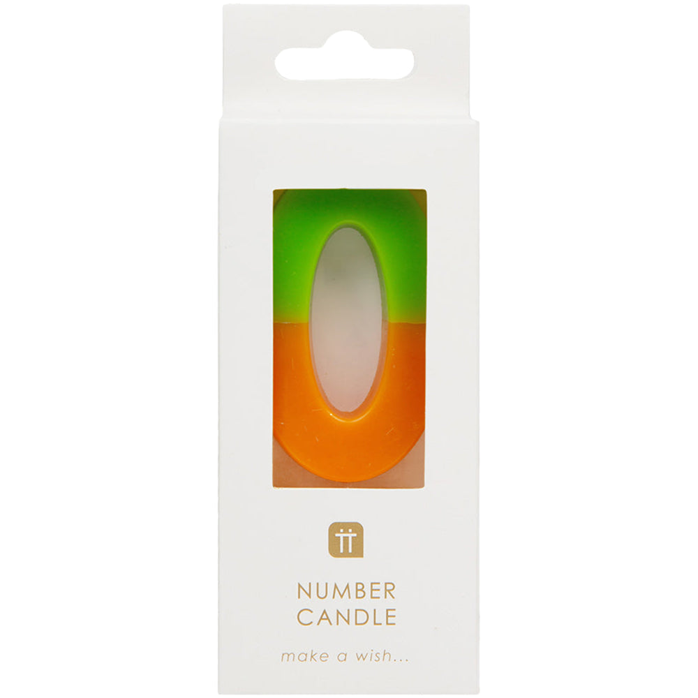 Orange and Green Number Candle - 0