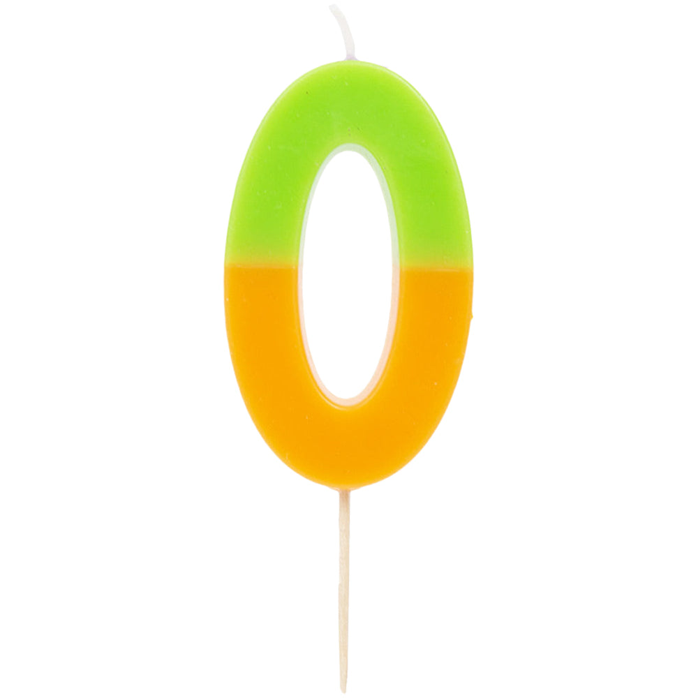 Orange and Green Number Candle - 0