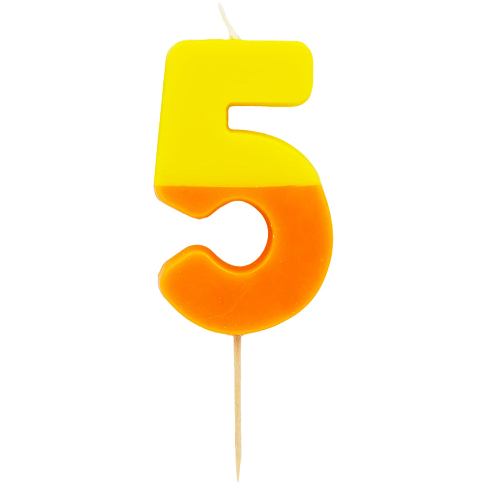 Orange and Yellow Number Candle - 5
