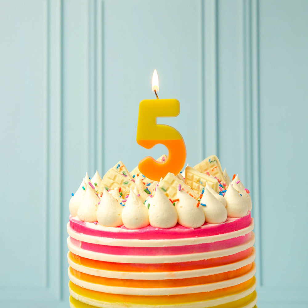 Orange and Yellow Number Candle - 5