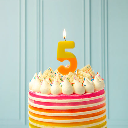 Orange and Yellow Number Candle - 5